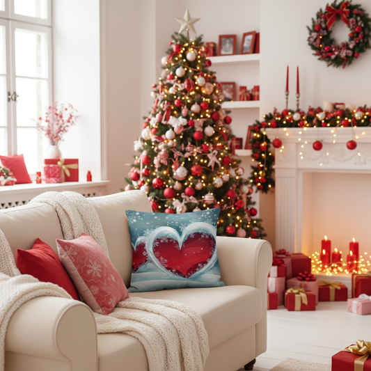 Winter Hearts Pillow Colorful Christmas Lifestyle