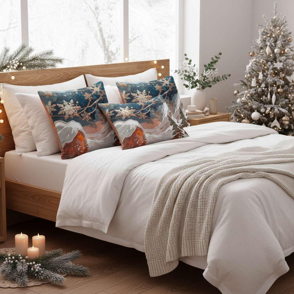Winter Landscape Pillows - Vánoční ložnice