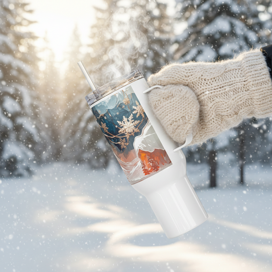 Winter Landscape Travel Mug with Handle - Insulated Coffee Mug | Free Fashion Spirit