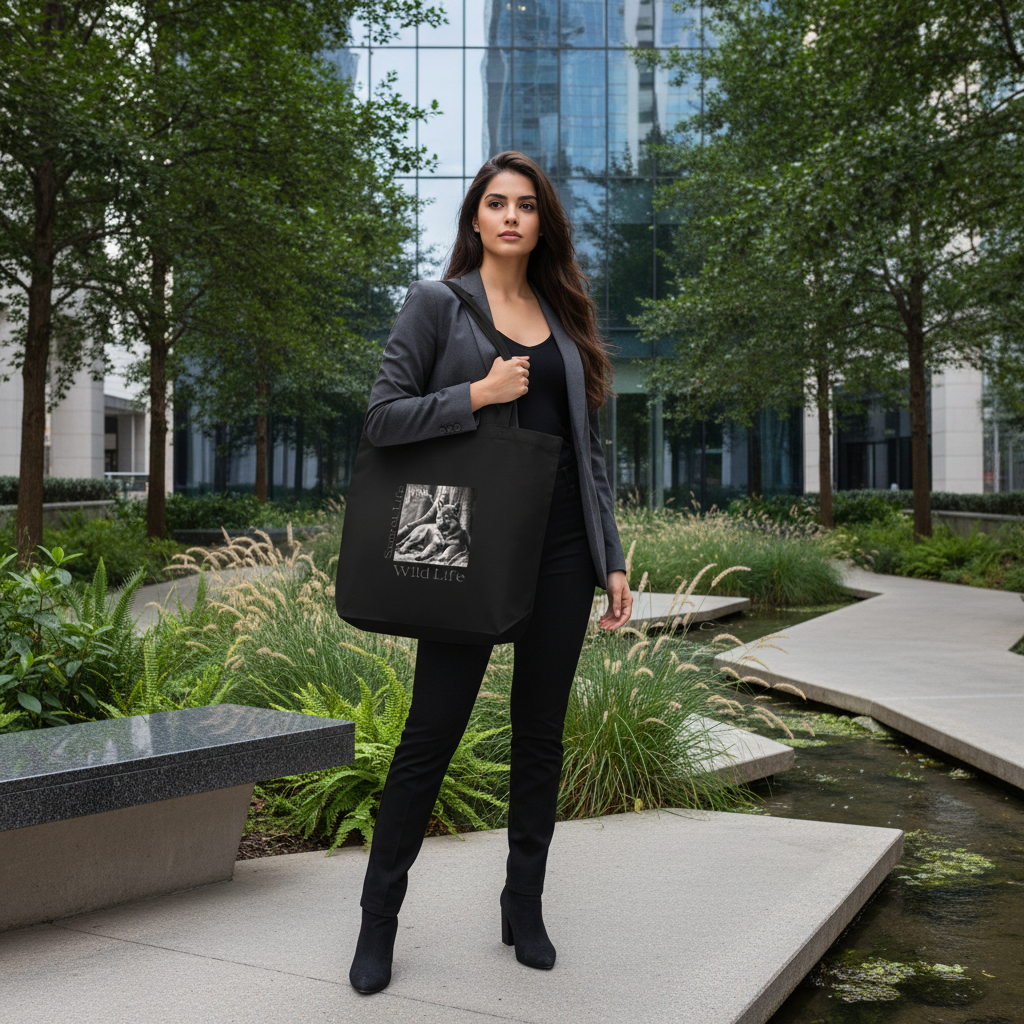 Wolf tote bag grey black coordinated outfit urban professional