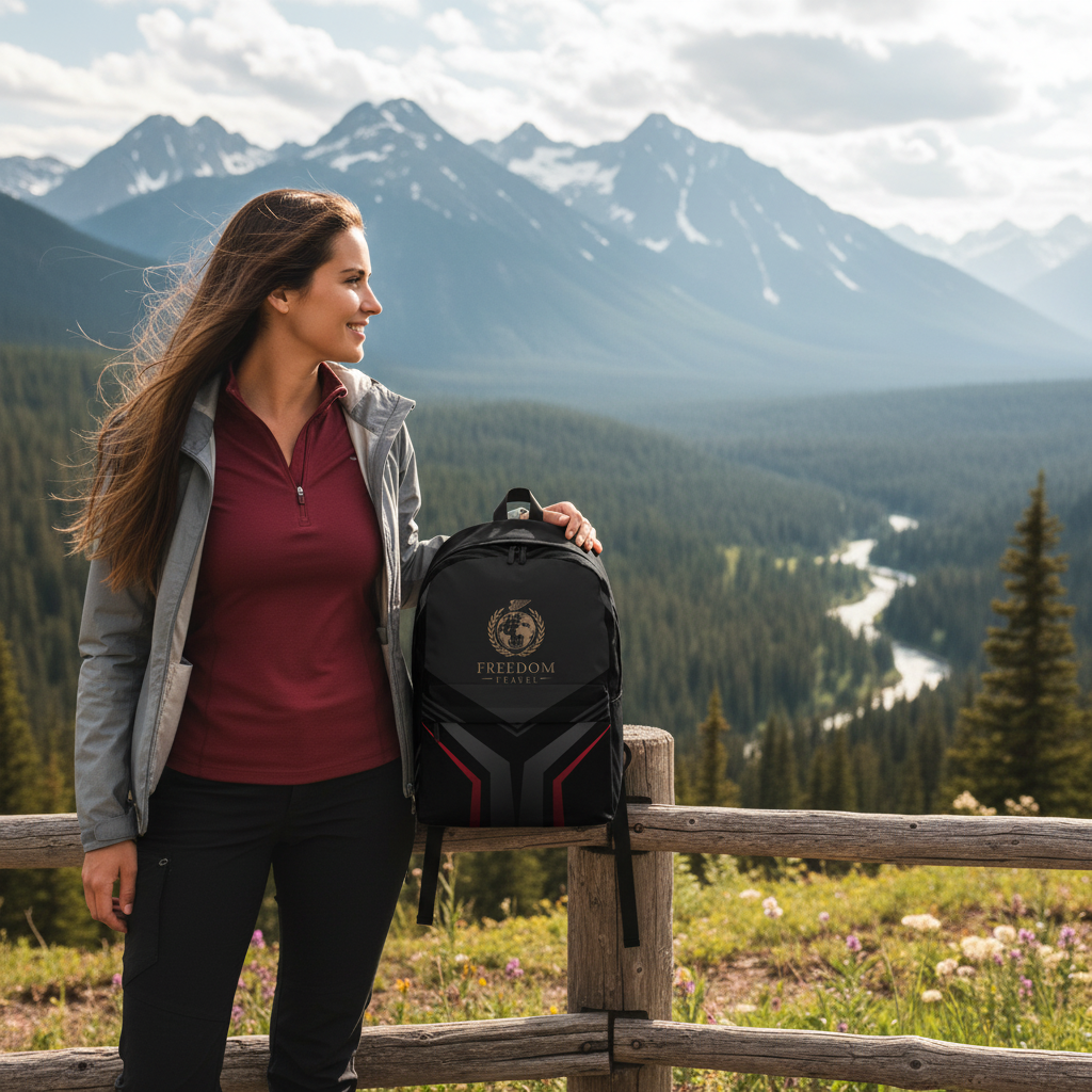 Woman exploring wilderness with premium backpack