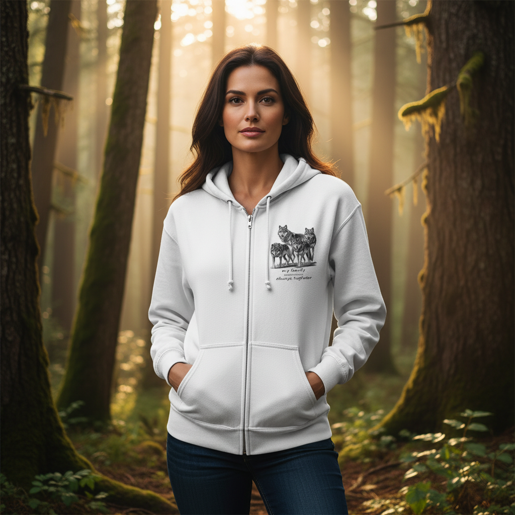 Woman in Wolf Hoodie Outdoor Forest Lifestyle