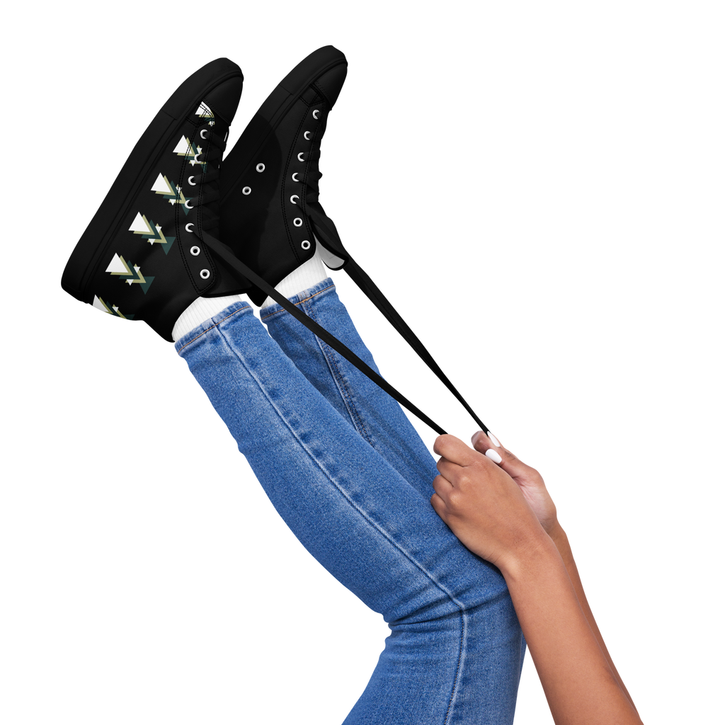 Triangles Women's High Top Canvas Shoes - Geometric Sneakers