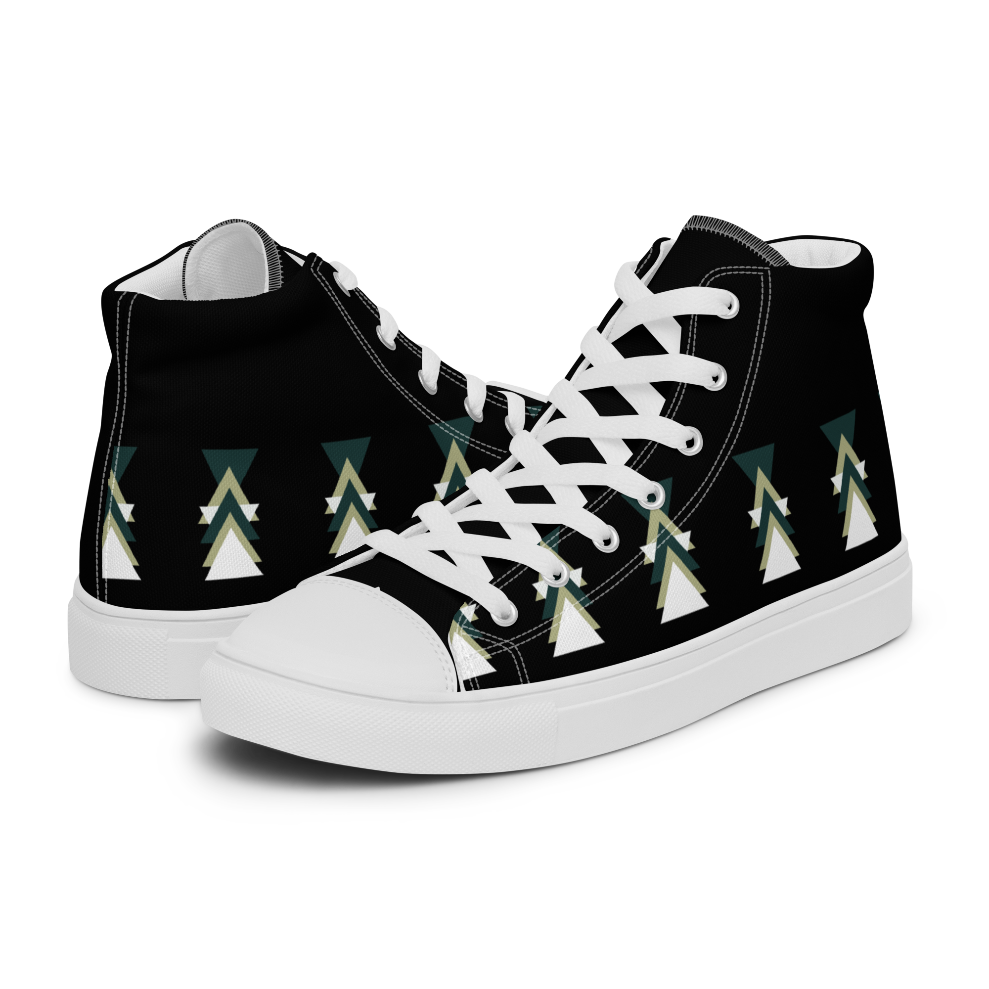 Triangles Women's High Top Canvas Shoes - Geometric Sneakers