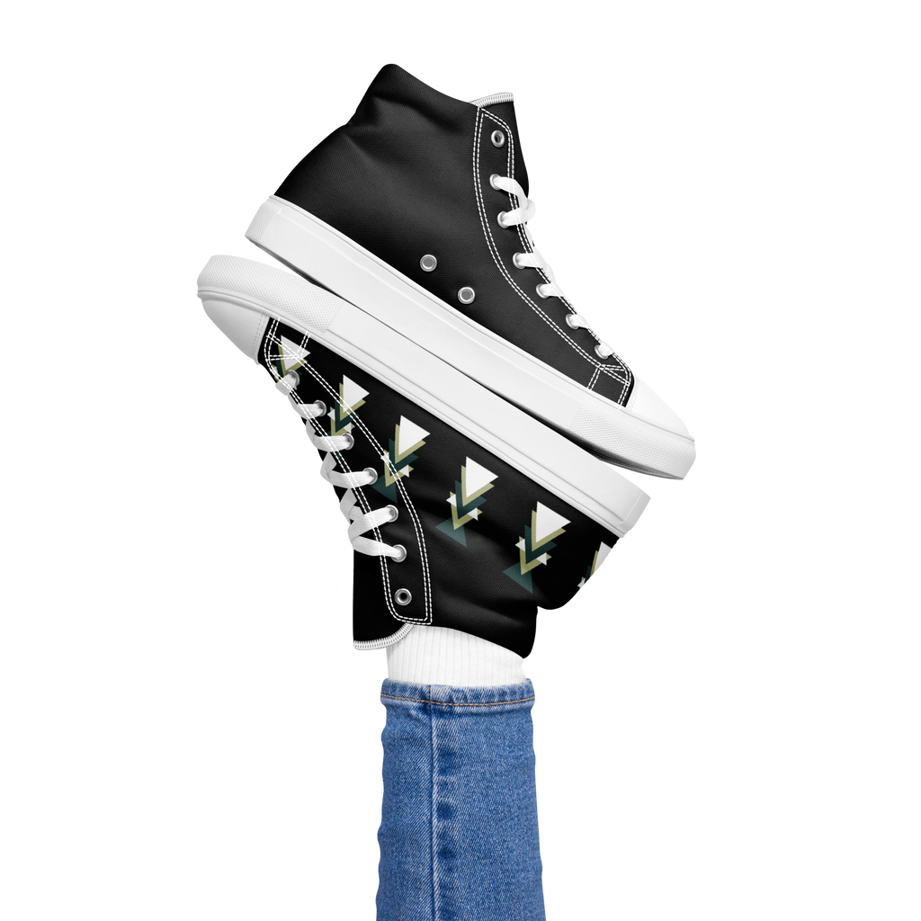 Triangles Women's High Top Canvas Shoes - Geometric Sneakers