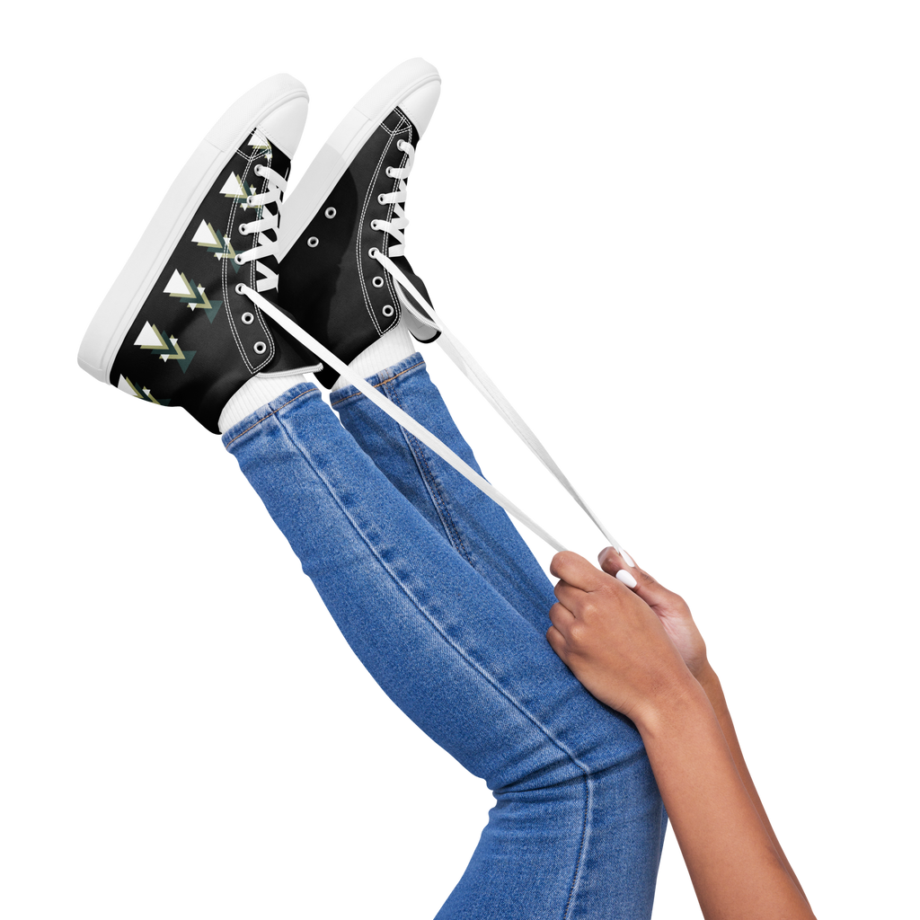 Triangles Women's High Top Canvas Shoes - Geometric Sneakers