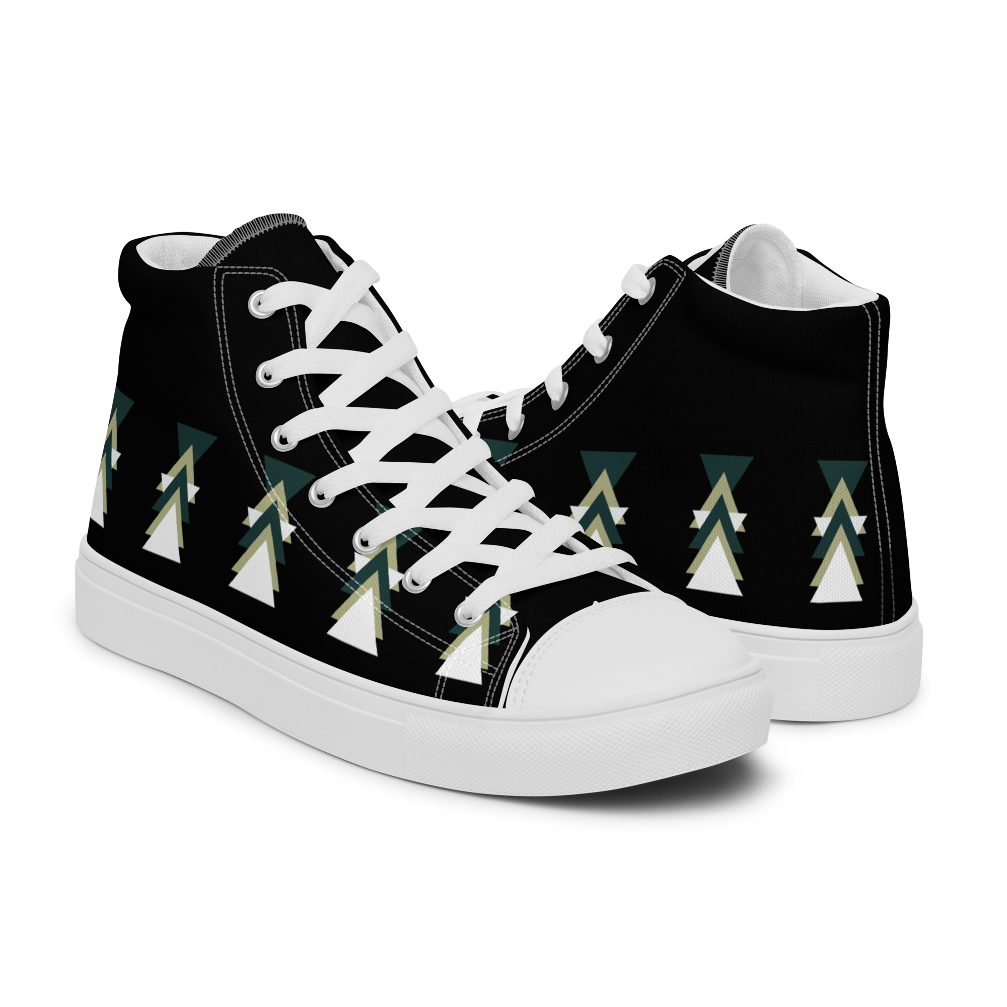 Triangles Women's High Top Canvas Shoes - Geometric Sneakers