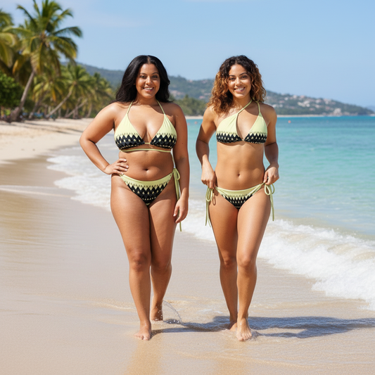 All-over print recycled swimwear set Yellow